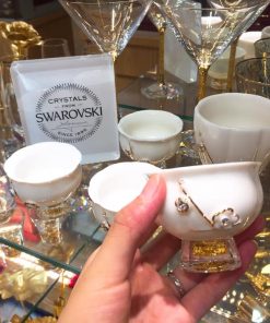 Bộ trà pha lê Swarovski sứ đúc vàng