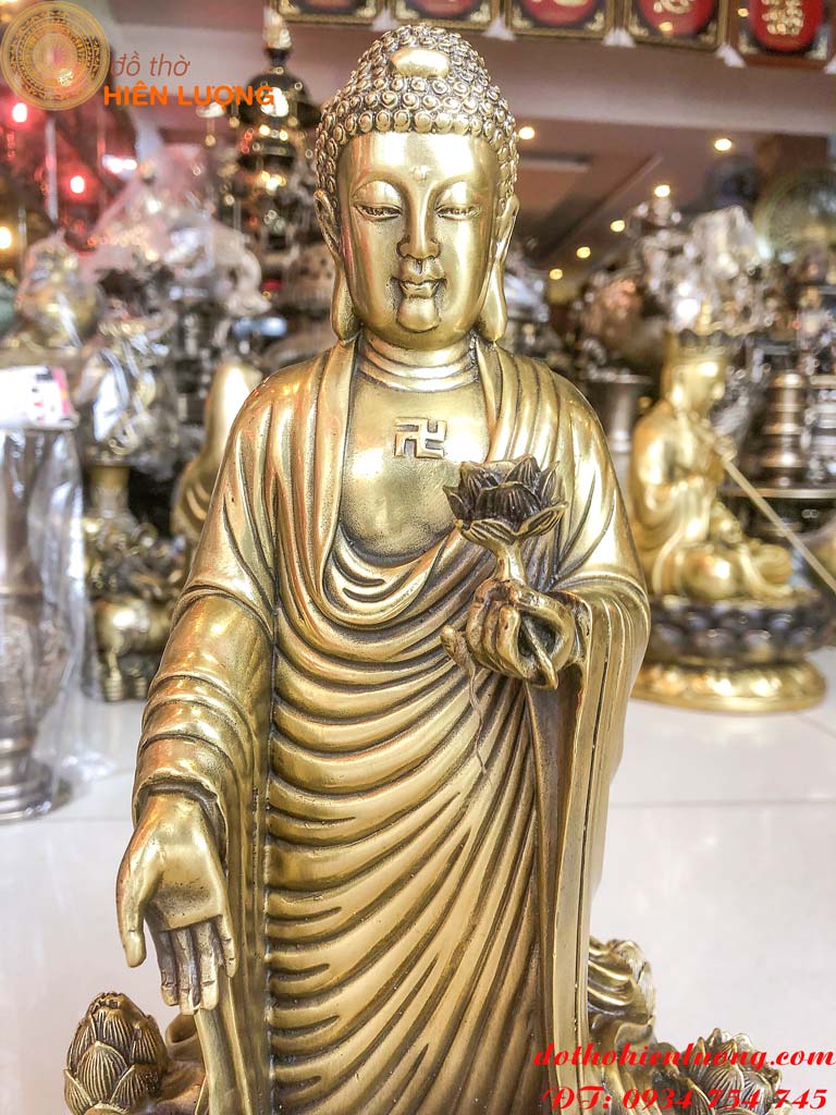 Phật Ngự Đài Sen Bằng Đồng