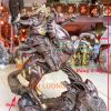 Tượng quan công cưỡi ngựa cầm đao màu nâu đậm