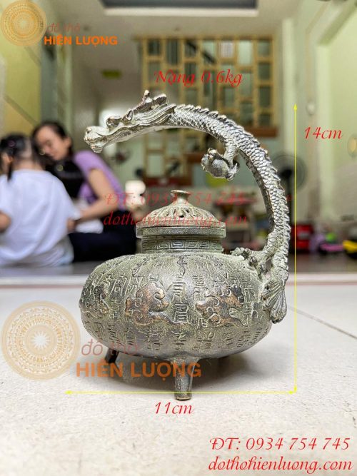 Lư xông Trầm rồng có quai bằng đồng giả cổ