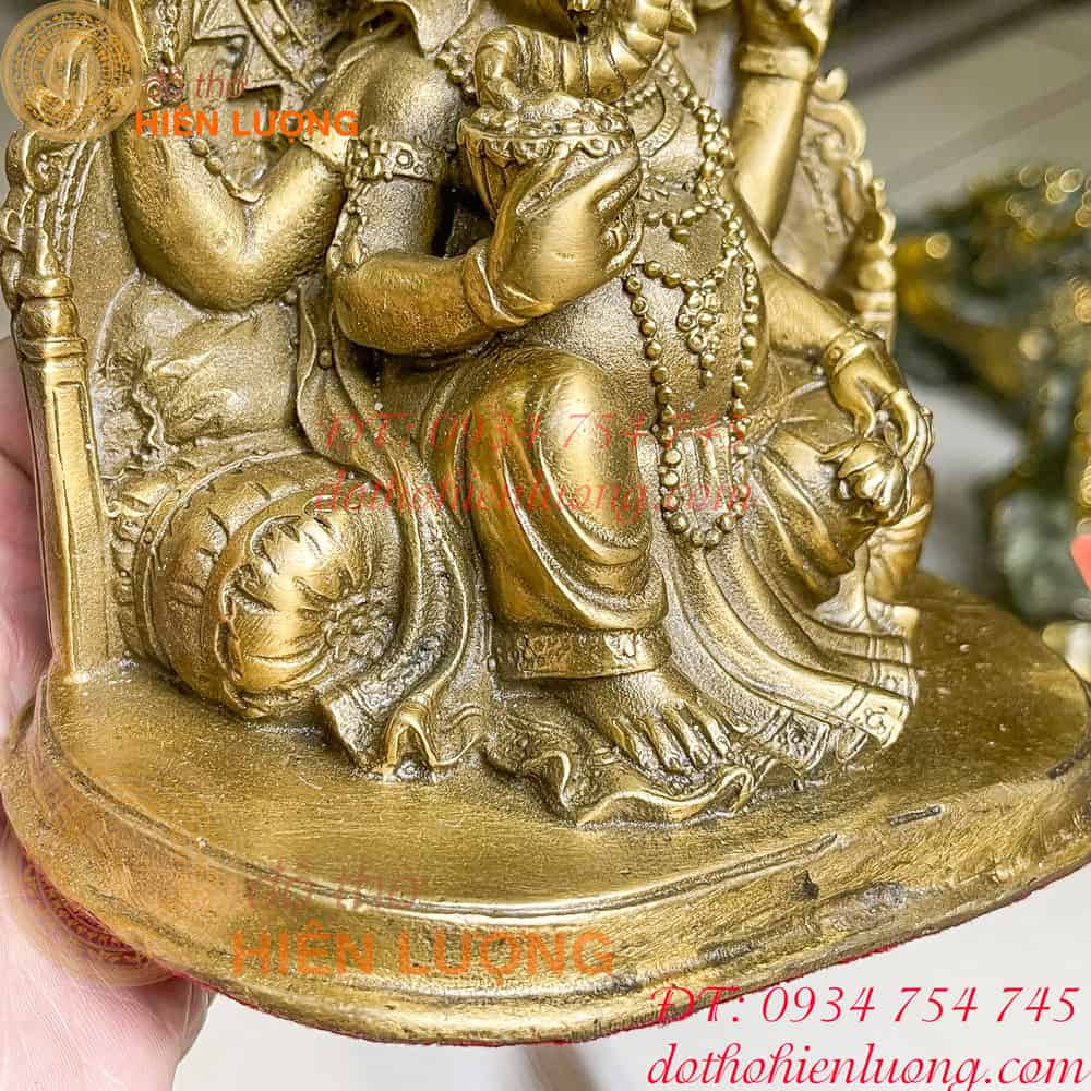 Tượng Phật voi Ganesha ngồi ngai bằng đồng