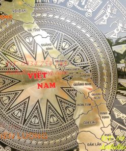 Mặt trống đồng treo tường 1m ăn mòn có bản đồ Việt Nam