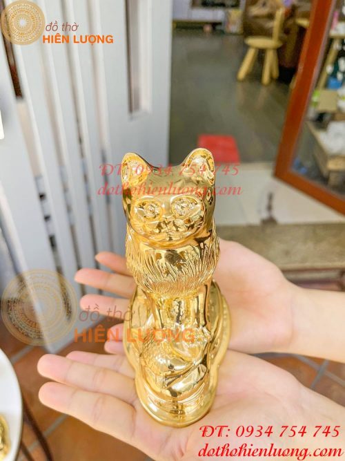 Tượng mèo mạ vàng 24K