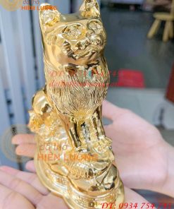Tượng mèo phong thủy mạ vàng 24K
