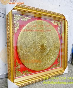 Tranh trống đồng dát vàng 40x40cm