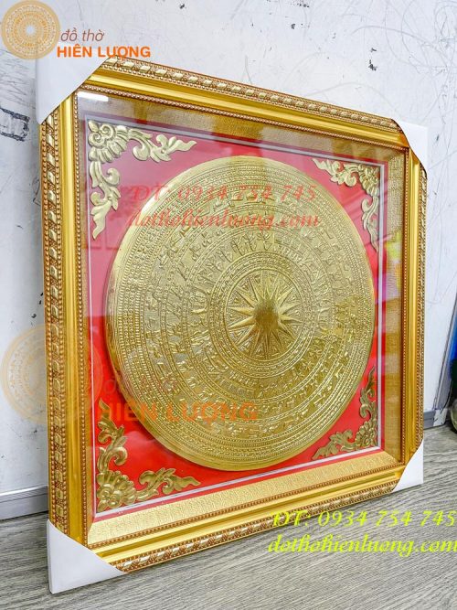 Tranh trống đồng dát vàng 40x40cm