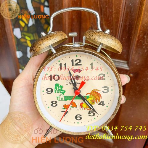 Đồng hồ báo thức bằng đồng hình con gà