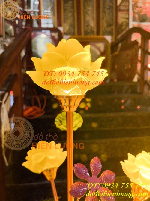 Đèn led hoa sen 9 bông cao 110cm thờ phật