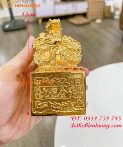 Ấn rồng bằng đồng mạ vàng cao 12cm