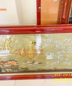 Tranh cha mẹ bằng đồng tam khí 75x115cm khung gỗ thịt