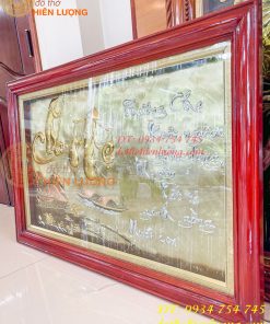 Tranh cha mẹ bằng đồng tam khí 75x115cm khung gỗ thịt