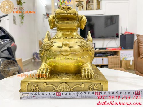 Tỳ hưu ngồi bệ cỡ đại bằng đồng cao 26cm để bàn thờ thần tài