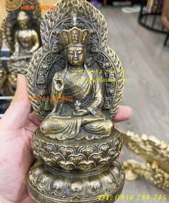 Bộ tam thánh có lá đề bằng đồng cao 19cm