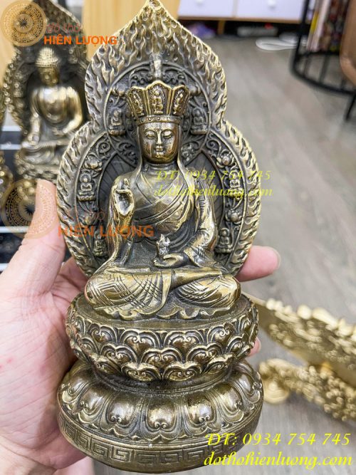 Bộ tam thánh có lá đề bằng đồng cao 19cm