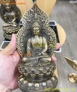 Bộ tam thánh có lá đề bằng đồng cao 19cm