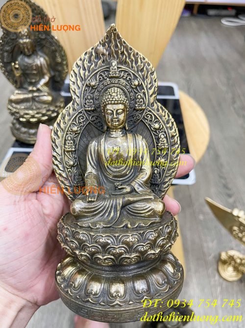 Bộ tam thánh có lá đề bằng đồng cao 19cm