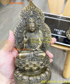 Bộ tam thánh có lá đề bằng đồng cao 19cm