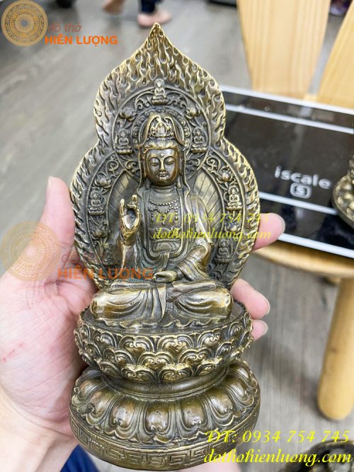 Bộ tam thánh có lá đề bằng đồng cao 19cm