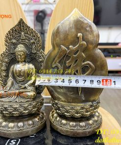 Bộ tam thánh có lá đề bằng đồng cao 19cm