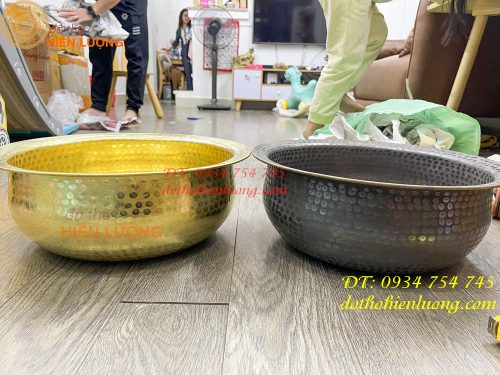 Chậu đồng gò tay đường kính 40cm ngâm chân Spa