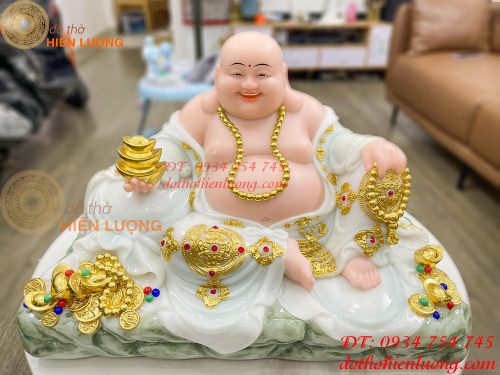 Tượng di lặc bằng bột đá màu xanh