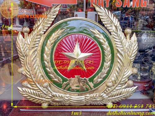 Logo huy hiệu công an bằng đồng gò tay