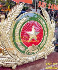 Logo huy hiệu công an bằng đồng gò tay