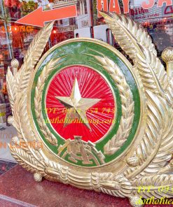 Logo huy hiệu công an bằng đồng gò tay