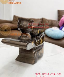 Bộ ngai chén 5 khảm tam khí bằng đồng đỏ