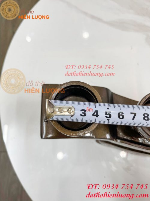 Bộ ngai chén 5 khảm tam khí bằng đồng đỏ