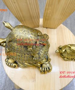 Tượng rùa cõng con bằng đồng phong thủy cao 17cm