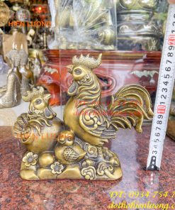 Tượng gia đỉnh gà bằng đồng phong thủy cao 19cm