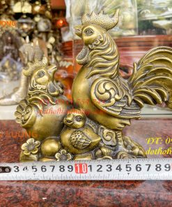 Tượng gia đỉnh gà bằng đồng phong thủy cao 19cm