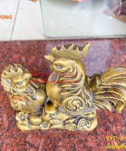 Tượng gia đỉnh gà bằng đồng phong thủy cao 19cm