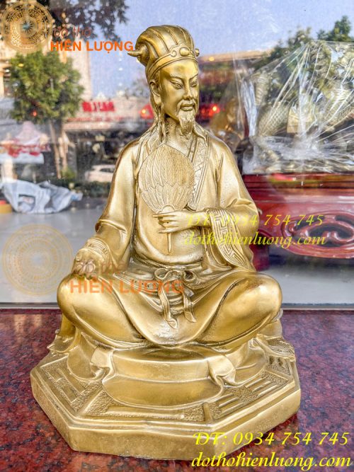 Tượng khổng minh ngồi bệ bát quái bằng đồng phong thủy
