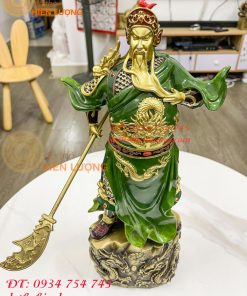 Tượng quan công bằng đồng decor màu xanh