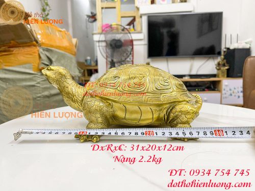 Tượng rùa bằng đồng dài 30cm phong thủy