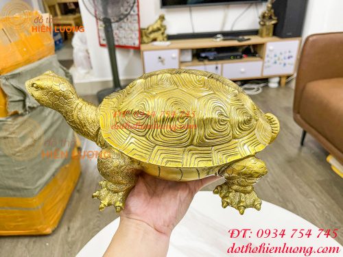 Tượng rùa bằng đồng dài 30cm phong thủy