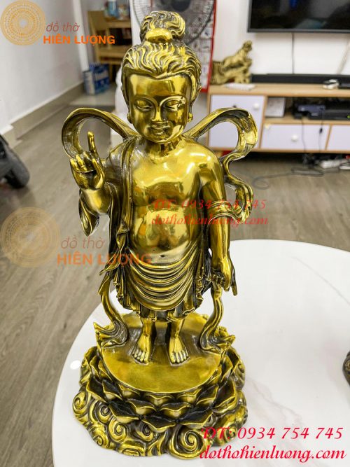 Tượng phật đản sanh bằng đồng cao 40cm