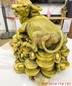 Tượng trâu bệ tiền bằng đồng phong thủy cỡ đại