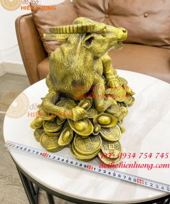 Tượng trâu bệ tiền bằng đồng phong thủy cỡ đại