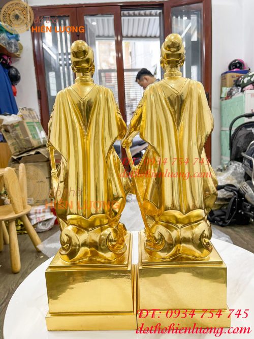 Tượng trần quốc tuấn cao 50cm dát vàng 9999 bằng đồng đỏ