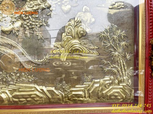 Tranh vinh hoa phú quý nền cổ bằng đồng liền tấm