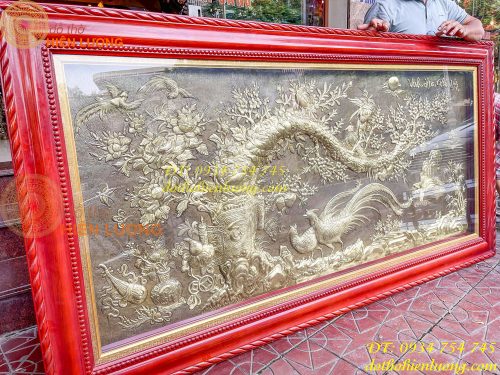 Tranh vinh hoa phú quý nền cổ bằng đồng liền tấm