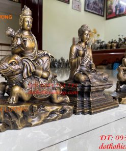 Bộ tượng hoa nghiêm tam thánh bằng đồng