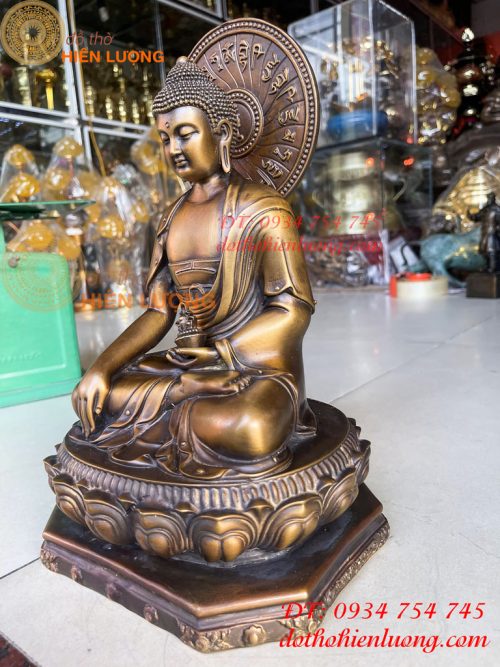 Tượng dược sư hào quang bằng đồng cao 32cm