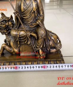 Tượng địa tạng cưỡi đề thính bằng đồng cao 35cm