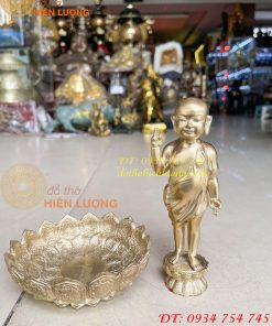 Tượng phật đản sanh đứng bệ sen bằng đồng