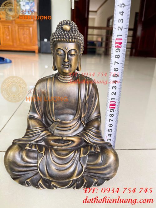 Tượng phật adida ngồi thiền bằng đồng cao 24cm