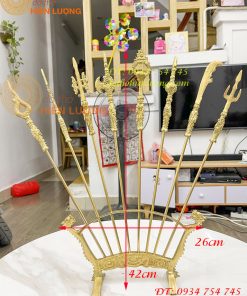 Bộ bát bửu chấp kích cao 40cm bằng đồng